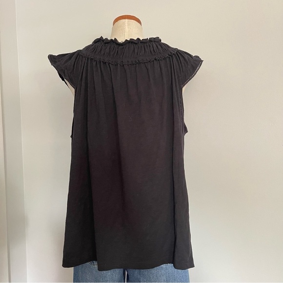 Anthropologie Ranna Gil Smocked neck black cotton top XL NWOT - Picture 5 of 6